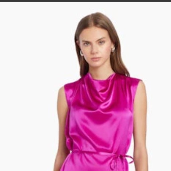 Amanda Uprichard Freya Silk Top in Dark Pink Sz S - Picture 1 of 6